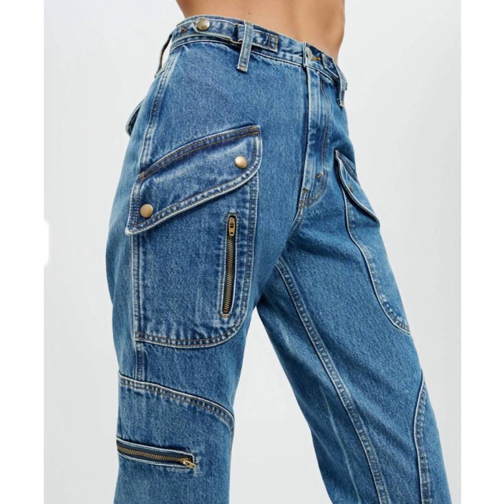 Re/Done Racer Taper High Rise Ankle Crop Straight Leg Jeans